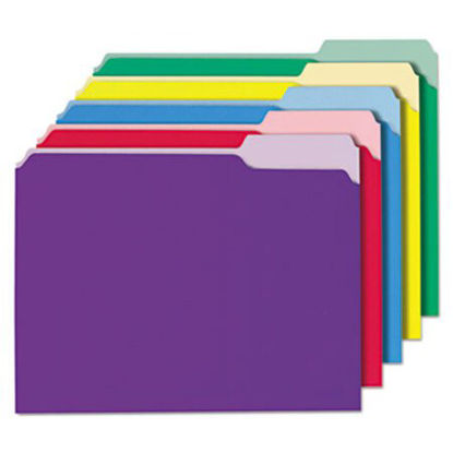 Picture of Interior File Folders, 1/3-Cut Tabs, Letter Size, Assorted, 100/BoxUNV-12306
