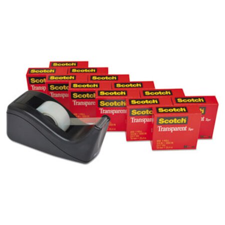 Picture of Transparent Tape Value Pack with Black Dispenser, 1" Core, 0.75" x 83.33 ft, TransparentMMM-600KC60
