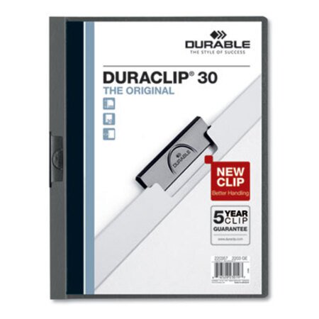 Picture of Vinyl DuraClip Report Cover, Letter, Holds 30 Pages, Clear/Graphite, 25/BoxDBL-220357