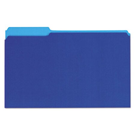 Picture of Interior File Folders, 1/3-Cut Tabs, Legal Size, Blue, 100/BoxUNV-15301