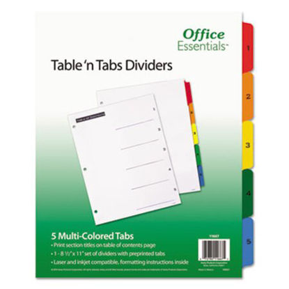 Picture of Table 'n Tabs Dividers, 5-Tab, 1 to 5, 11 x 8.5, White, 1 SetAVE-11667