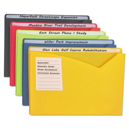 Picture of Write-On Poly File Jackets, Straight Tab, Letter Size, Assorted Colors, 25/BoxCLI-63060