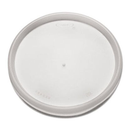 Picture of Plastic Lids for Foam Cups, Bowls and Containers, Flat, Vented, Fits 6-32 oz, Translucent, 1,000/CartonDCC-20JL