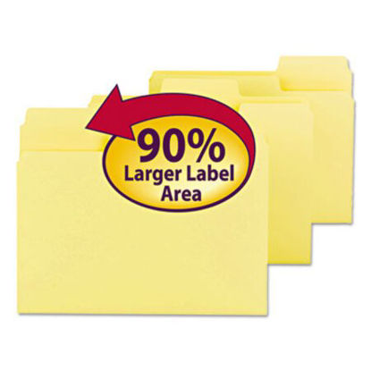 Picture of SuperTab Colored File Folders, 1/3-Cut Tabs, Letter Size, 11 pt. Stock, Yellow, 100/BoxSMD-11984