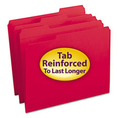 Picture of Reinforced Top Tab Colored File Folders, 1/3-Cut Tabs, Letter Size, Red, 100/BoxSMD-12734