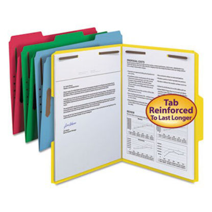 Picture of Top Tab Colored 2-Fastener Folders, 1/3-Cut Tabs, Letter Size, Assorted, 50/BoxSMD-11975