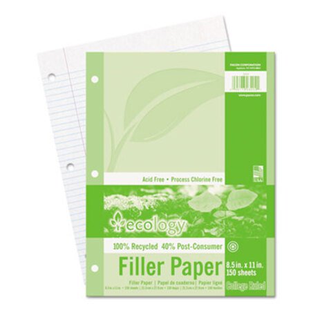 Picture of Ecology Filler Paper, 3-Hole, 8.5 x 11, Medium/College Rule, 150/PackPAC-3202