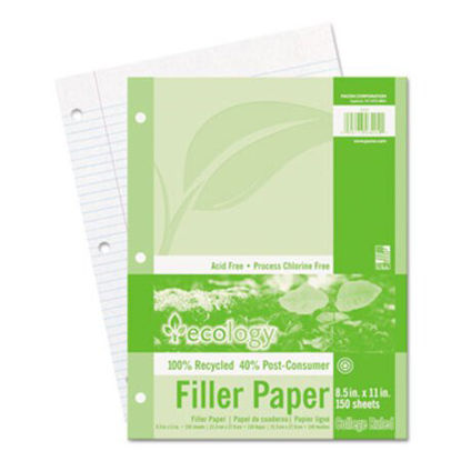 Picture of Ecology Filler Paper, 3-Hole, 8.5 x 11, Medium/College Rule, 150/PackPAC-3202