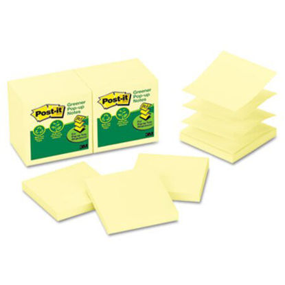 Picture of Recycled Pop-up Notes, 3 x 3, Canary Yellow, 100-Sheet, 12/PackMMM-R330RP12YW