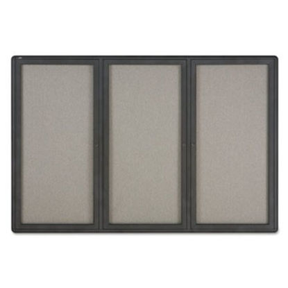 Picture of Enclosed Fabric-Cork Board, 72 x 48, Gray Surface, Graphite Aluminum FrameQRT-2367L