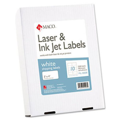 Picture of Cover-All Opaque Laser/Inkjet Shipping Labels, Inkjet/Laser Printers, 2 x 4, White, 10 Labels/Sheet, 250 Sheets/BoxMAC-ML1000B