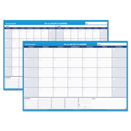 Picture of 30/60-Day Undated Horizontal Erasable Wall Planner, 48 x 32, White/Blue,AAG-PM33328