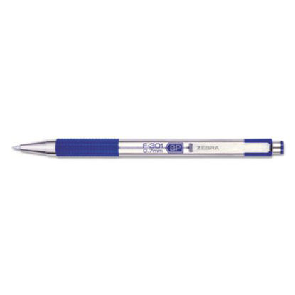 Picture of F-301 Ballpoint Pen, Retractable, Fine 0.7 mm, Blue Ink, Stainless Steel/Blue BarrelZEB-27120