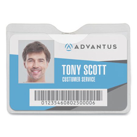 Picture of Security ID Badge Holder with Clip, Horizontal, 3.5 x 3.75, Frosted Transparent, 50/BoxAVT-75412