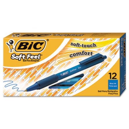 Picture of Soft Feel Ballpoint Pen, Retractable, Fine 0.8 mm, Blue Ink, Blue Barrel, DozenBIC-SCSF11BE