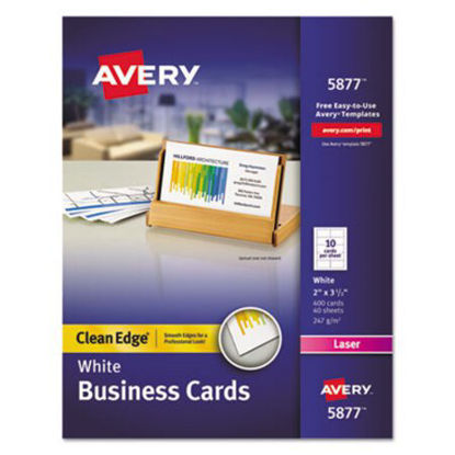 Picture of Clean Edge Business Cards, Laser, 2 x 3 1/2, White, 400/BoxAVE-5877
