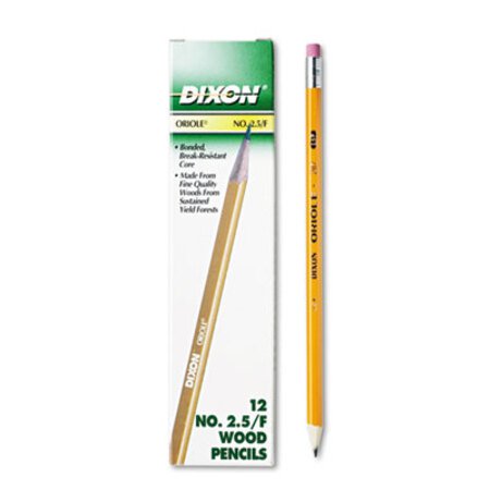 Picture of Oriole Pencil, F (#2.5), Black Lead, Yellow Barrel, DozenDIX-12875