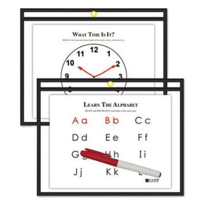 Picture of Reusable Dry Erase Pockets, 12 x 9, BlackCLI-40711