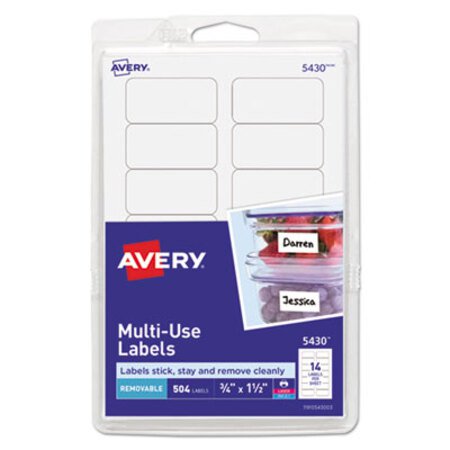 Picture of Removable Multi-Use Labels, Inkjet/Laser Printers, 0.75 x 1.5, White, 14/Sheet, 36 Sheets/Pack, (5430)AVE-05430