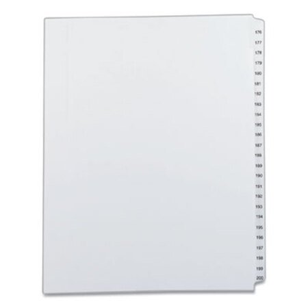 Picture of Preprinted Legal Exhibit Side Tab Index Dividers, Allstate Style, 25-Tab, 176 to 200, 11 x 8.5, White, 1 SetAVE-82190