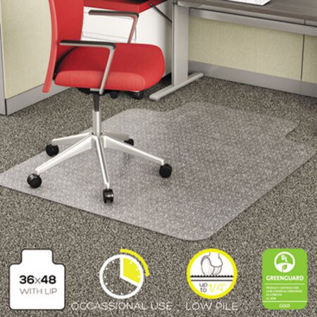 Picture of EconoMat Occasional Use Chair Mat, Low Pile Carpet, Flat, 36 x 48, Lipped, ClearDEF-CM11112