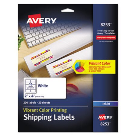 Picture of Vibrant Inkjet Color-Print Labels w/ Sure Feed, 2 x 4, Matte White, 200/PKAVE-8253