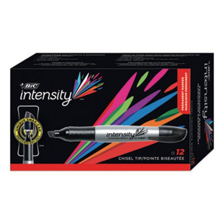 Picture of Intensity Chisel Tip Permanent Marker, Broad Chisel Tip, Tuxedo Black, DozenBIC-GPMM11BK