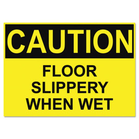 Picture of OSHA Safety Signs, CAUTION SLIPPERY WHEN WET, Yellow/Black, 10 x 14USS-5494