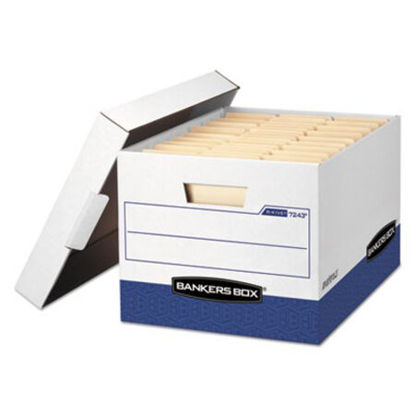 Picture of R-KIVE Heavy-Duty Storage Boxes, Letter/Legal Files, 12.75" x 16.5" x 10.38", White/Blue, 12/CartonFEL-07243
