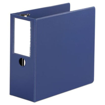Picture of Deluxe Non-View D-Ring Binder with Label Holder, 3 Rings, 5" Capacity, 11 x 8.5, Royal BlueUNV-20710