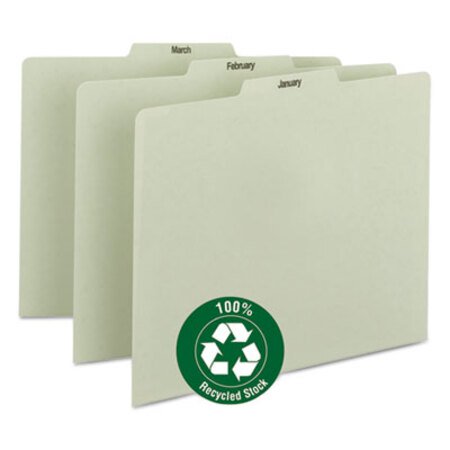 Picture of 100% Recycled Monthly Top Tab File Guide Set, 1/3-Cut Top Tab, January to December, 8.5 x 11, Green, 12/SetSMD-50365
