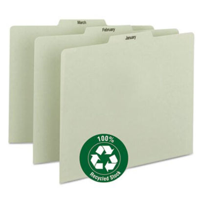 Picture of 100% Recycled Monthly Top Tab File Guide Set, 1/3-Cut Top Tab, January to December, 8.5 x 11, Green, 12/SetSMD-50365