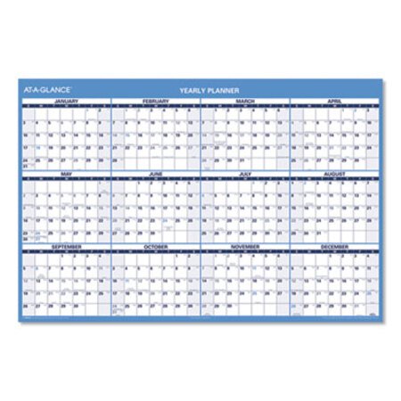 Picture of Horizontal Erasable Wall Planner, 48 x 32, Blue/White, 2022AAG-PM30028