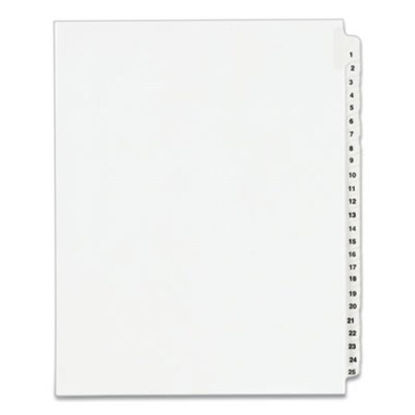 Picture of Preprinted Legal Exhibit Side Tab Index Dividers, Avery Style, 25-Tab, 1 to 25, 11 x 8.5, White, 1 Set, (1330)AVE-01330