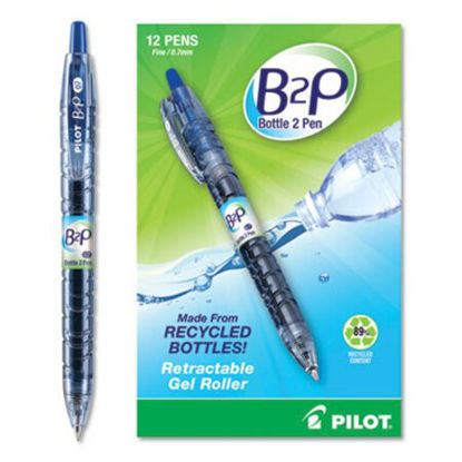 Picture of B2P Bottle-2-Pen Recycled Gel Pen, Retractable, Fine 0.7 mm, Blue Ink, Translucent Blue BarrelPIL-31601