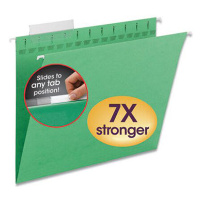 Picture of TUFF Hanging Folders with Easy Slide Tab, Letter Size, 1/3-Cut Tab, Green, 18/BoxSMD-64042