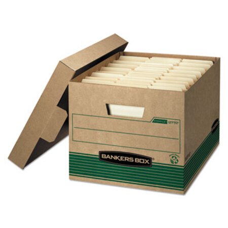 Picture of STOR/FILE Medium-Duty 100% Recycled Storage Boxes, Letter/Legal Files, 12.5" x 16.25" x 10.25", Kraft/Green, 12/CartonFEL-12770