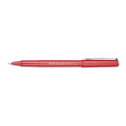 Picture of Razor Point II Super Fine Line Porous Point Pen, Stick, Extra-Fine 0.2 mm, Red Ink, Red Barrel, DozenPIL-11011