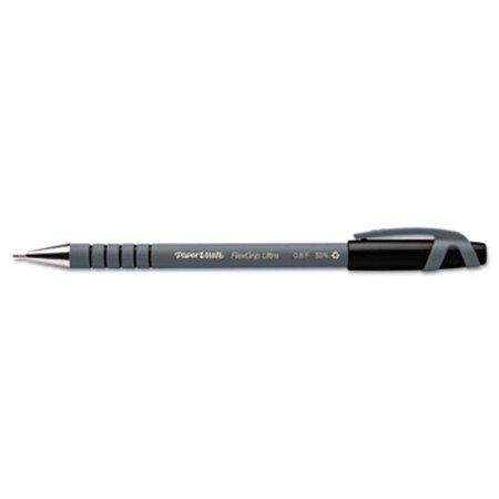 Picture of FlexGrip Ultra Ballpoint Pen, Stick, Fine 0.8 mm, Black Ink, Gray Barrel, DozenPAP-9680131