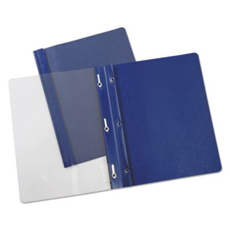 Picture of Plastic Cover, Tang Clip, Letter, 1/2" Capacity, Clear/Dark Blue, 25/BoxUNV-56138