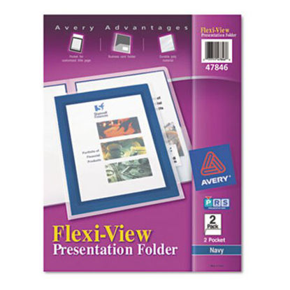 Picture of Flexi-View Two-Pocket Polypropylene Folder, Translucent/Navy, 2/PackAVE-47846