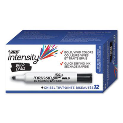 Picture of Intensity Bold Tank-Style Dry Erase Marker, Broad Chisel Tip, Black, DozenBIC-DEC11BK