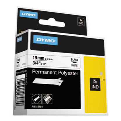 Picture of Rhino Permanent Poly Industrial Label Tape, 0.75" x 18 ft, White/Black PrintDYM-18484