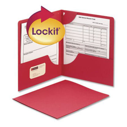 Picture of Lockit Two-Pocket Folder, Textured Paper, 11 x 8 1/2, Red, 25/BoxSMD-87980