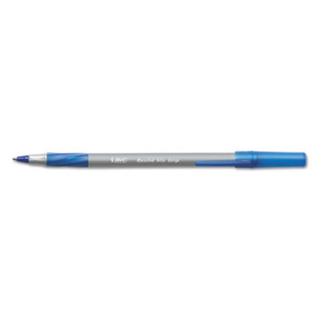 Picture of Round Stic Grip Xtra Comfort Ballpoint Pen Value Pack, Easy-Glide, Stick, Medium 1.2 mm, Blue Ink, Gray/Blue Barrel, 36/PackBIC-GSMG361BE