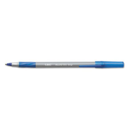 Picture of Round Stic Grip Xtra Comfort Ballpoint Pen Value Pack, Easy-Glide, Stick, Medium 1.2 mm, Blue Ink, Gray/Blue Barrel, 36/PackBIC-GSMG361BE