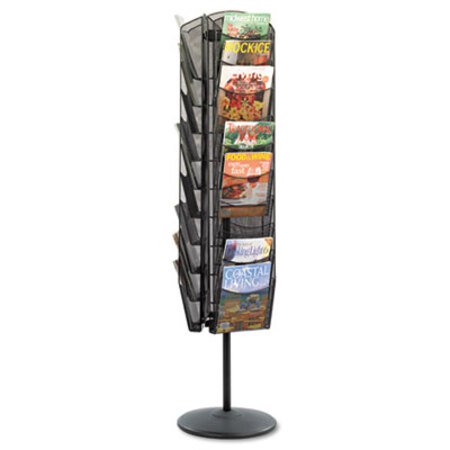 Picture of Onyx Mesh Rotating Magazine Display, 30 Compartments, 16.5w x 16.5d x 66h, BlackSAF-5577BL