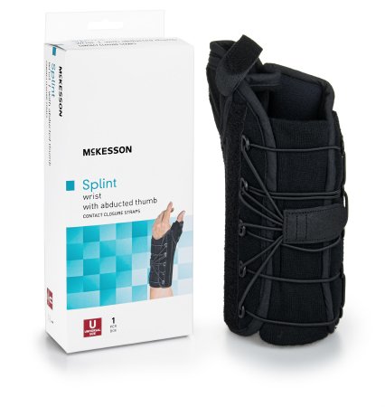 Picture of Wrist Brace with Thumb Spica McKesson Right Hand Black One Size Fits Most155-81-87480
