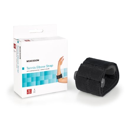 Picture of Elbow Support Strap McKesson One Size Fits Most Hook and Loop with D Ring Tennis / Golf Left or Right Elbow Up to 18 Inch Circumference Black155-BH-194