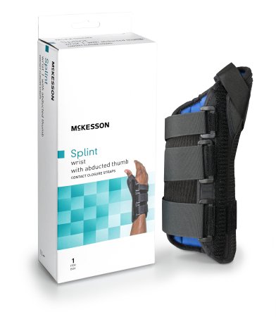 Picture of Wrist Brace with Abducted Thumb McKesson Aluminum / Foam / Lycra® / Plastic Left Hand Black Medium155-81-87315